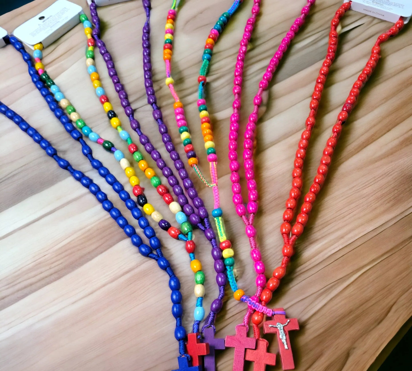 Bright Colored Wood Rosaries