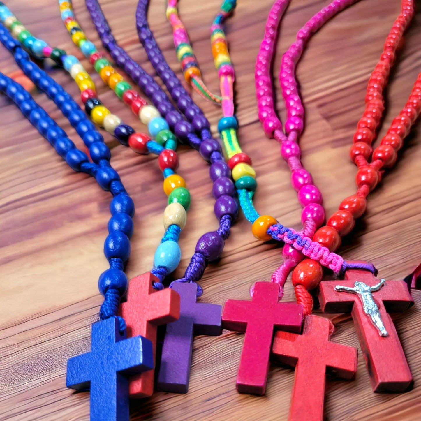 Bright Colored Wood Rosaries