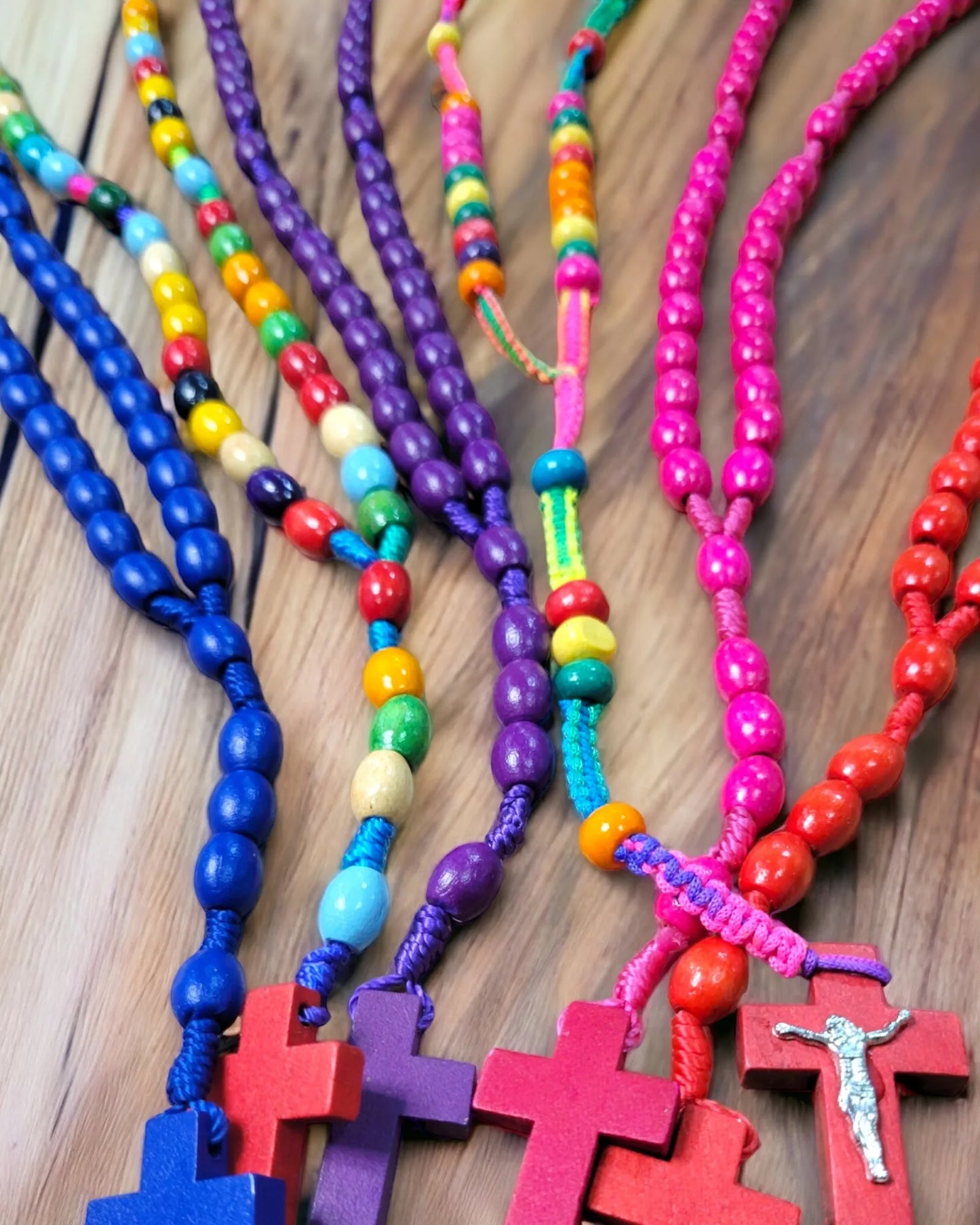 Bright Colored Wood Rosaries