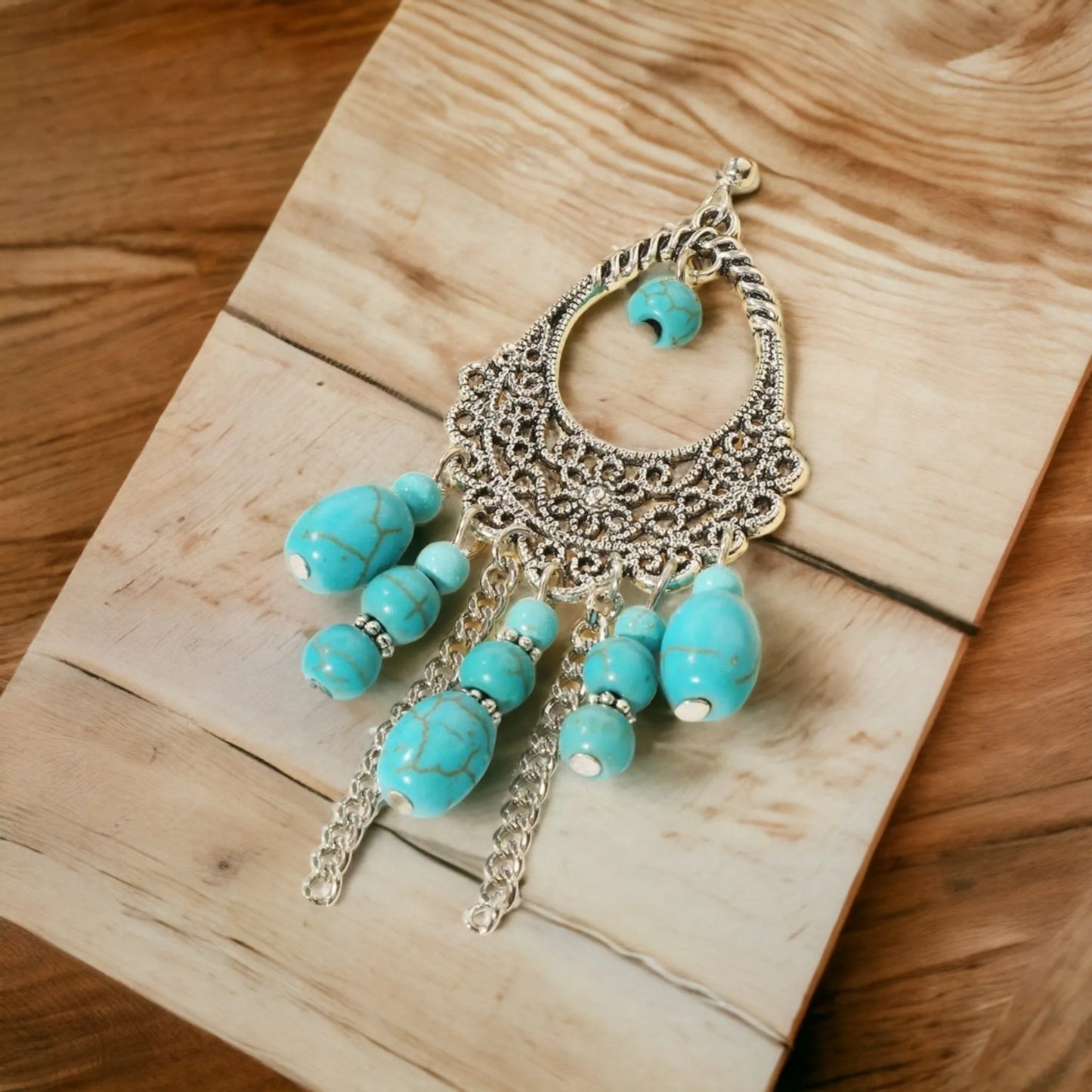 Chandeliers, Chains and Turquoise Earrings