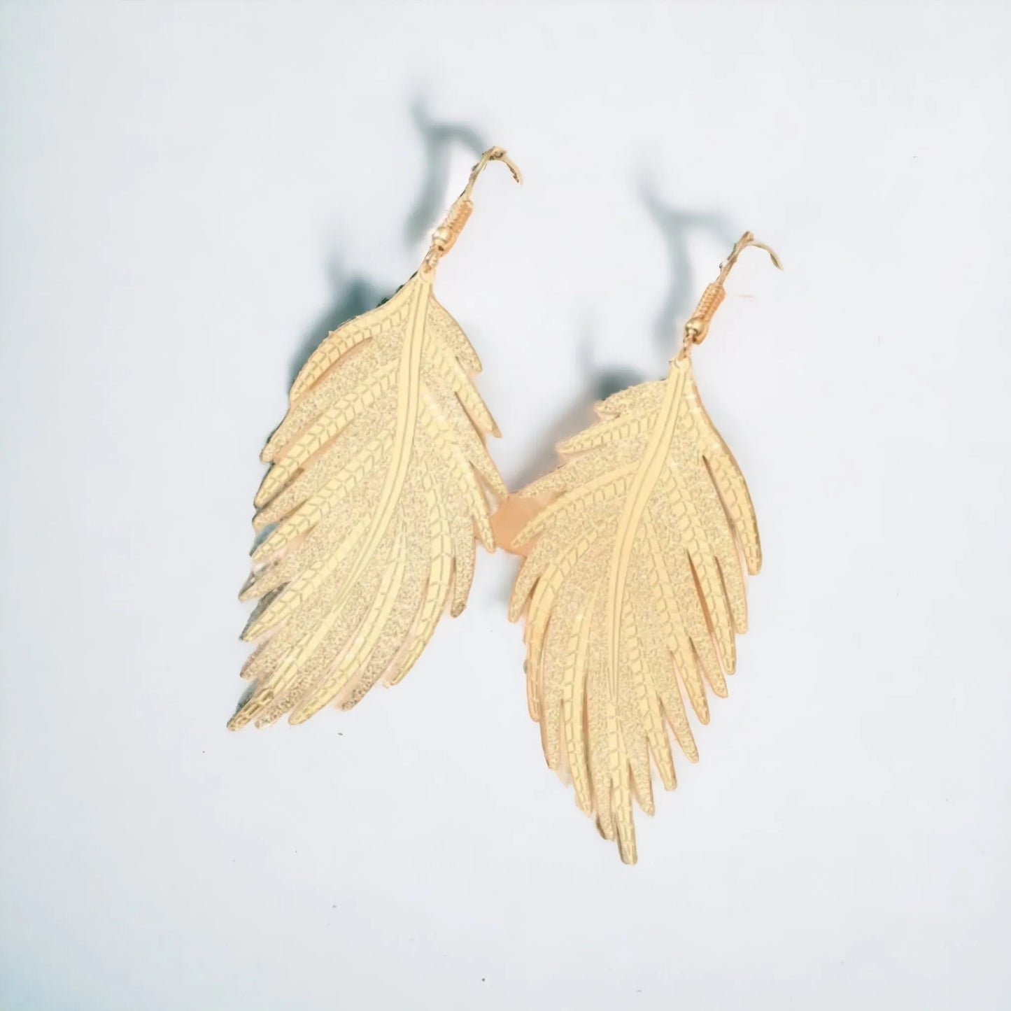 Golden Feather Lightweight Drop Earrings