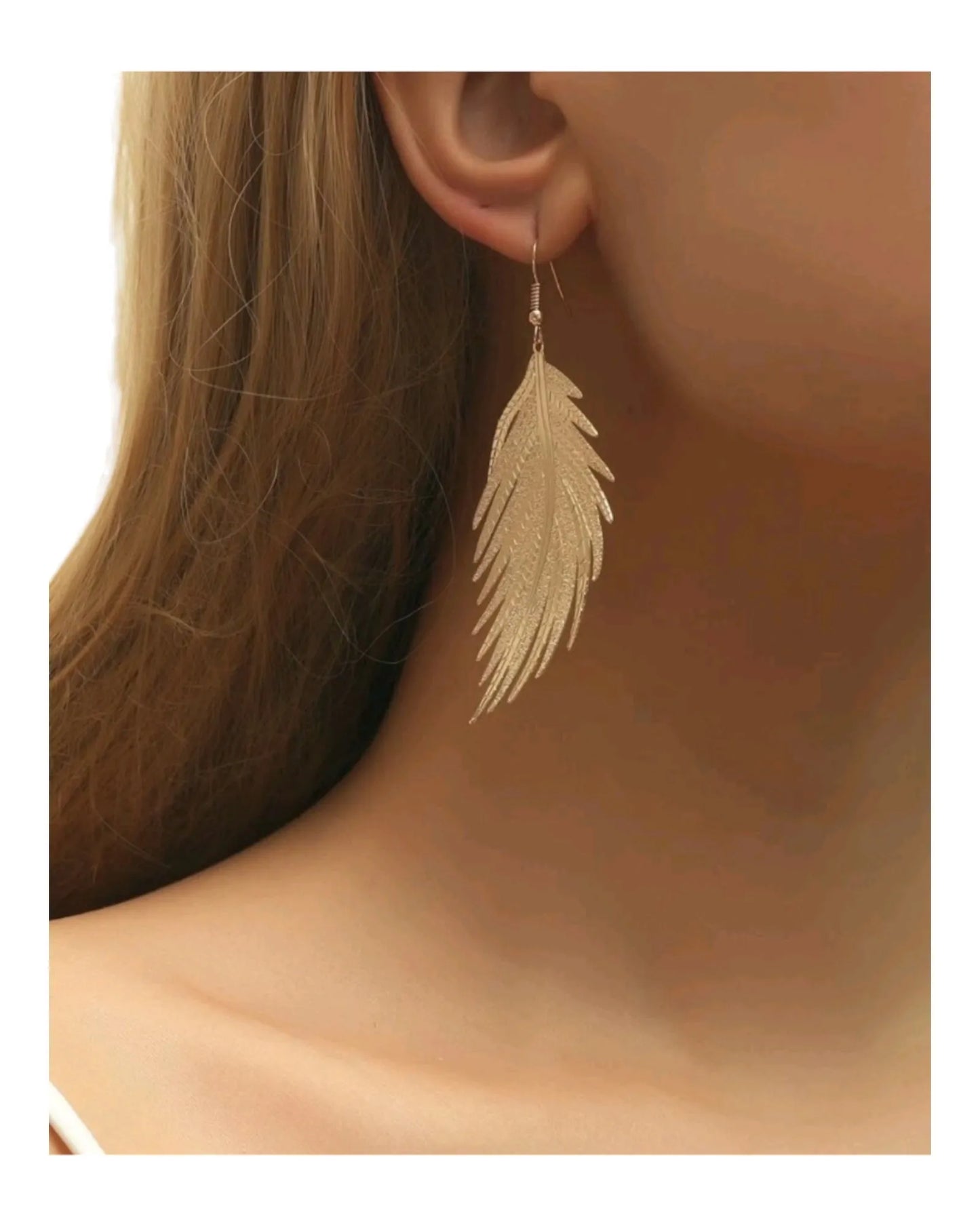 Golden Feather Lightweight Drop Earrings