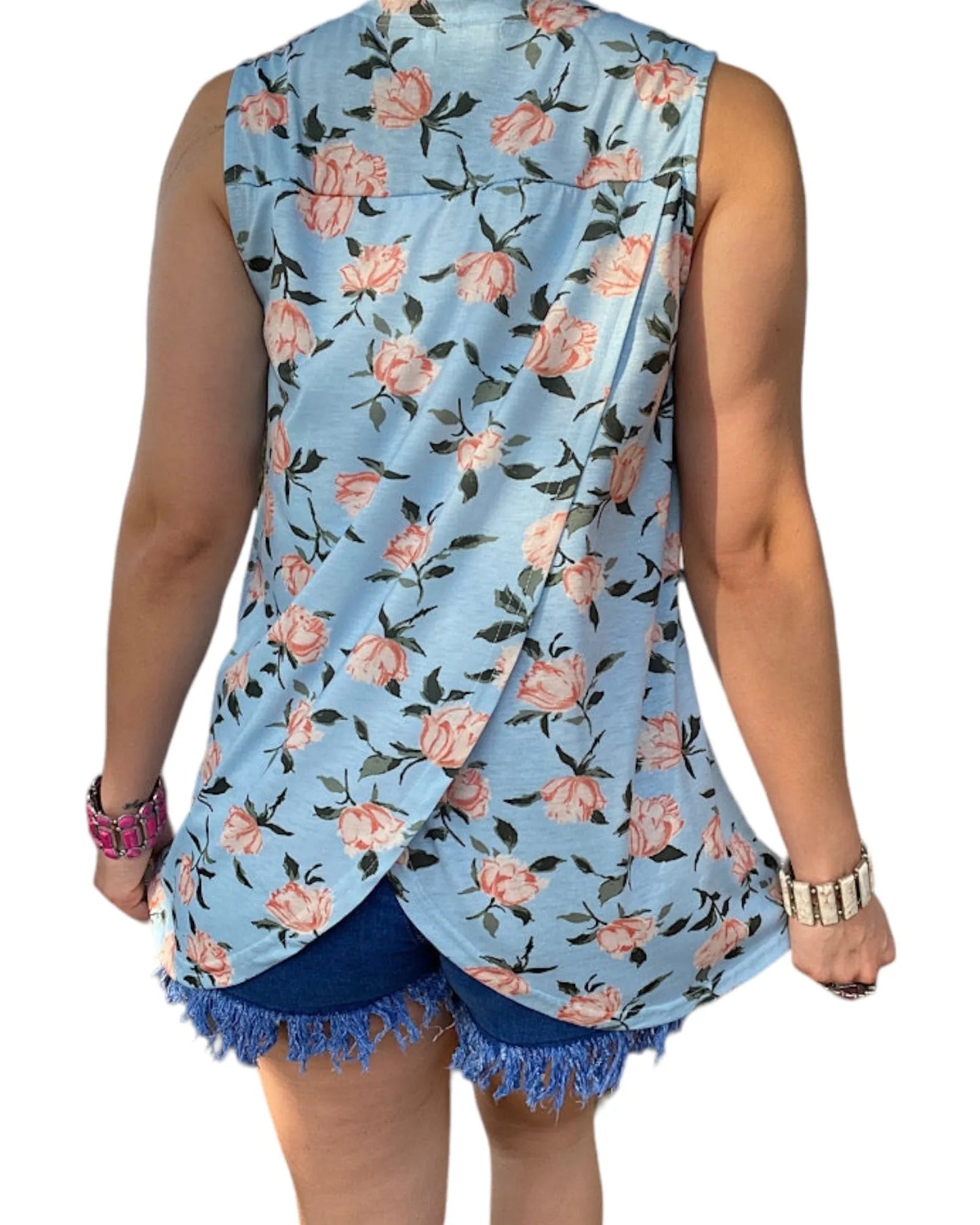 Floral Love Open Front Sleeveless Vest