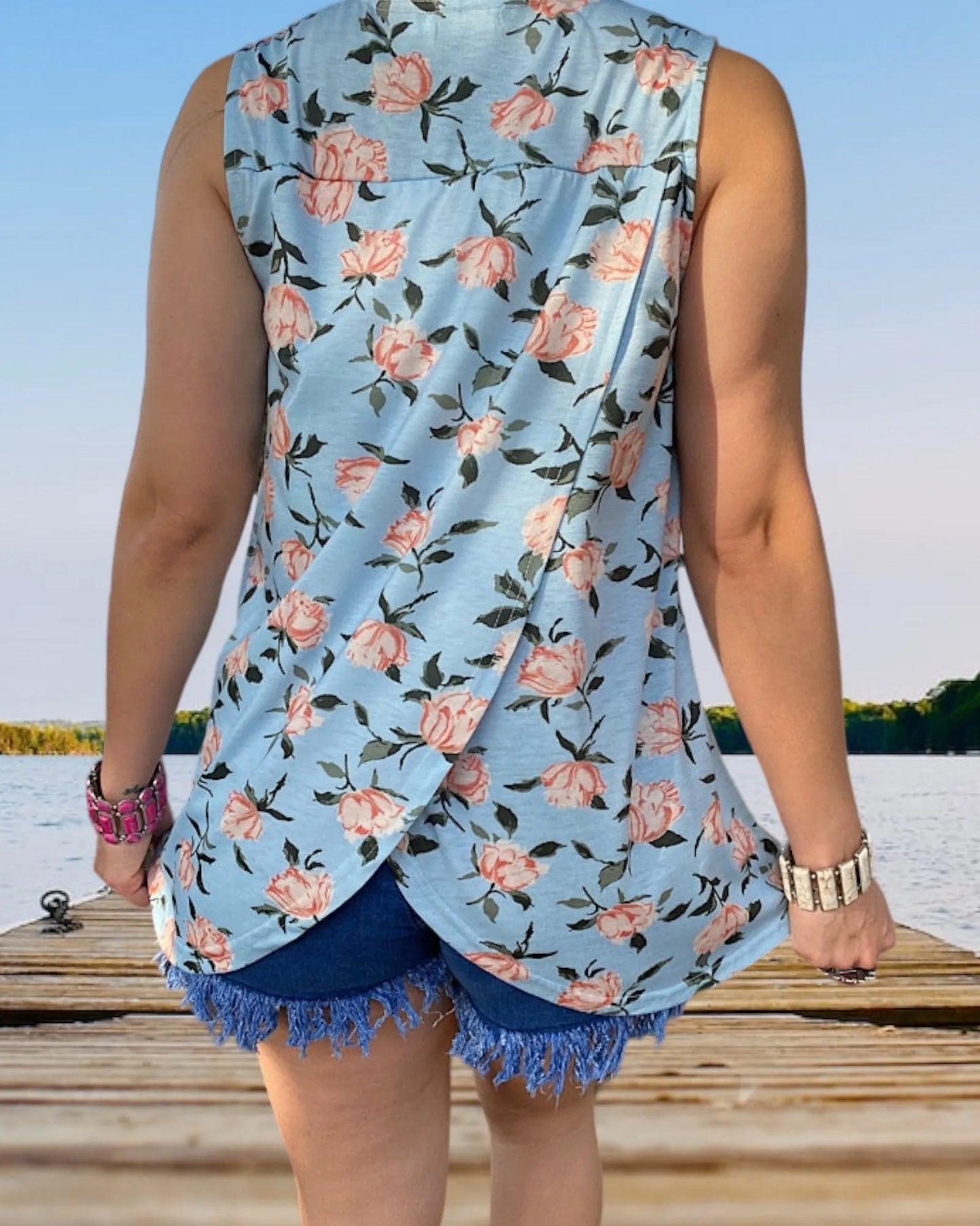 Floral Love Open Front Sleeveless Vest