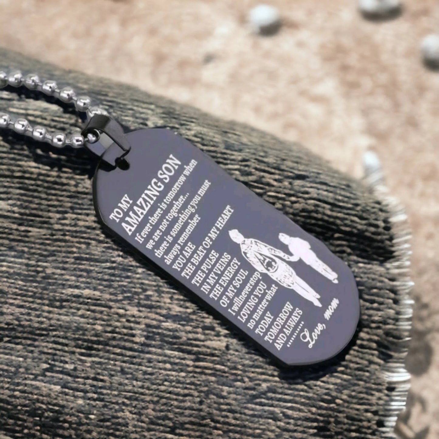 To My Amazing Son From Mom Dog Tag Necklace