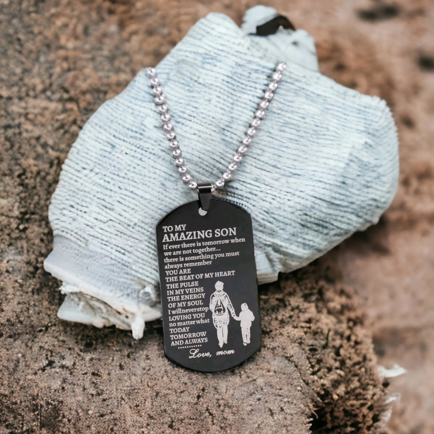 To My Amazing Son From Mom Dog Tag Necklace