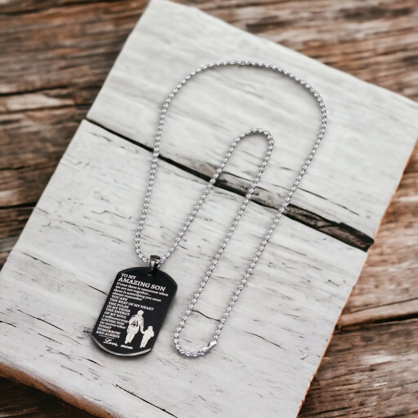 To My Amazing Son From Mom Dog Tag Necklace