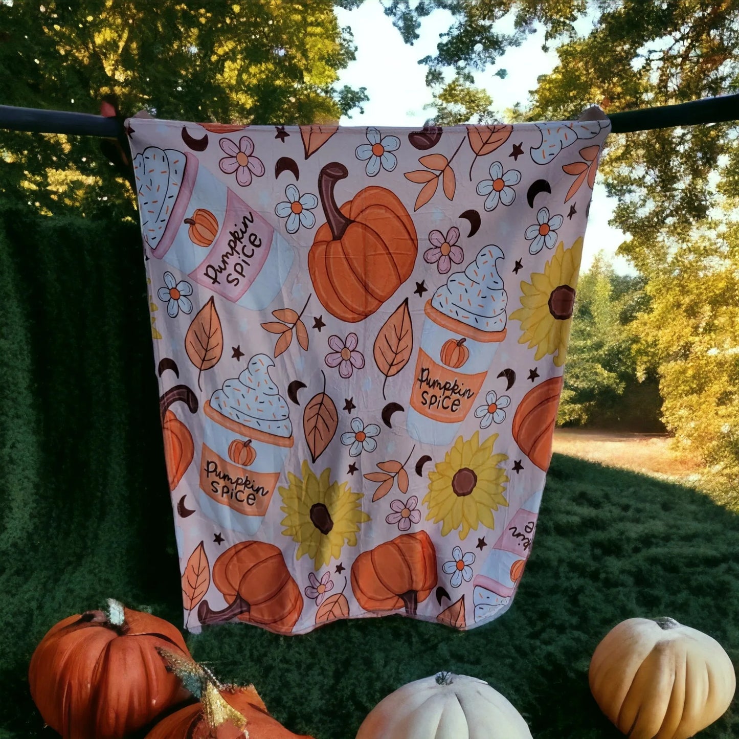 Pumpkin Spice Fall Time Fleece Blankets