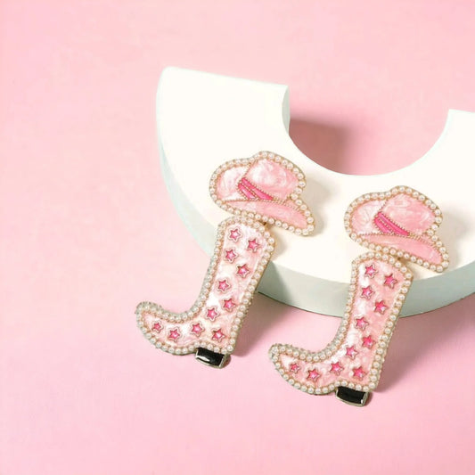 Kick Off The Pink Night Boot Earrings