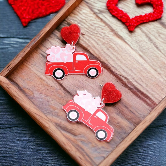 I'll Carry Your Hearts Vintage Truck Earrings