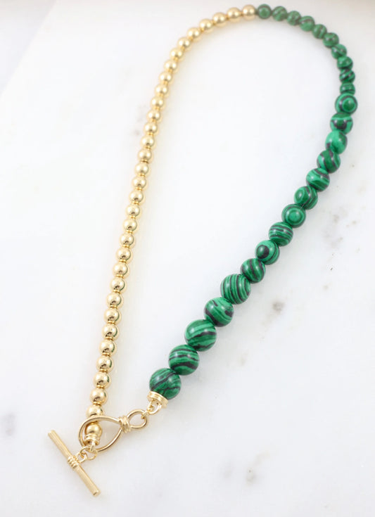 Ethan Semi Precious Stone and Bead Necklace GREEN