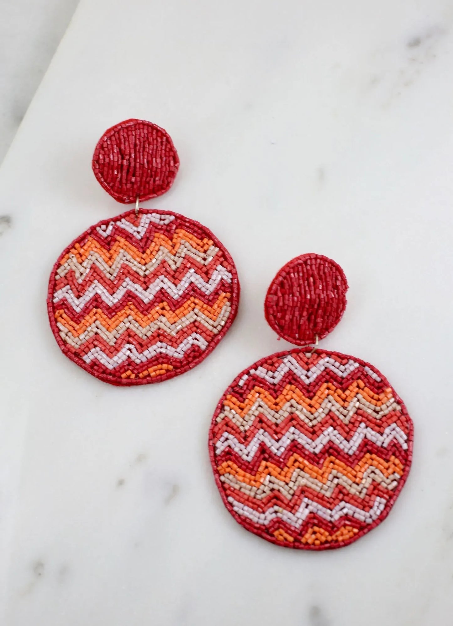 Bradenton Round Beaded Earring RED