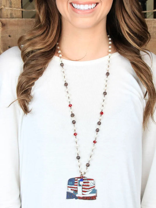 Life Is A Highway Americana Long Necklace