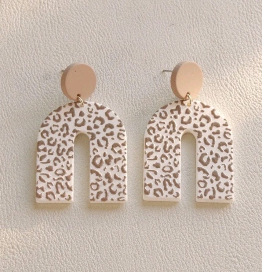 Go Ahead And Be Wild Leopard Acrylic Earrings In Apricot - The Bling Barn