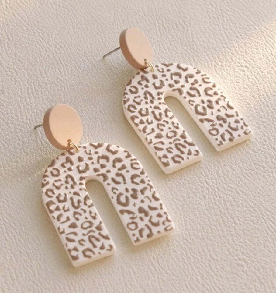 Go Ahead And Be Wild Leopard Acrylic Earrings In Apricot - The Bling Barn