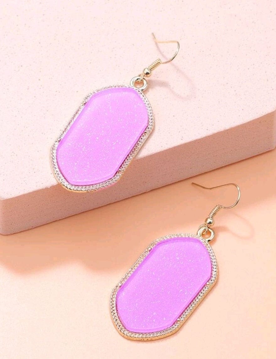 Purple Pink Geo Abstract Drop Earrings - The Bling Barn