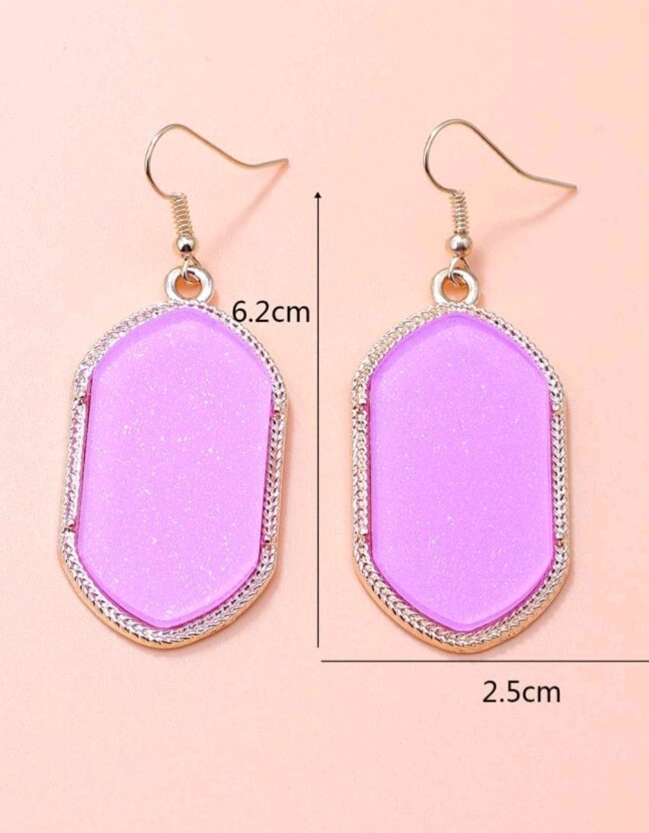 Purple Pink Geo Abstract Drop Earrings - The Bling Barn