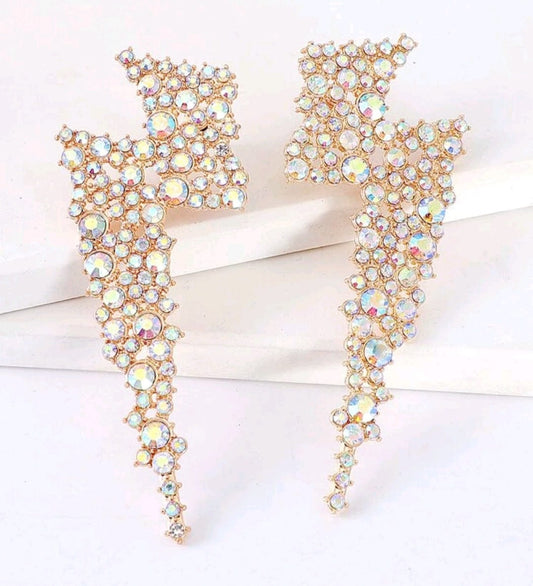 Over The Top Glitz & Glam Lightening Bolt Earrings - The Bling Barn