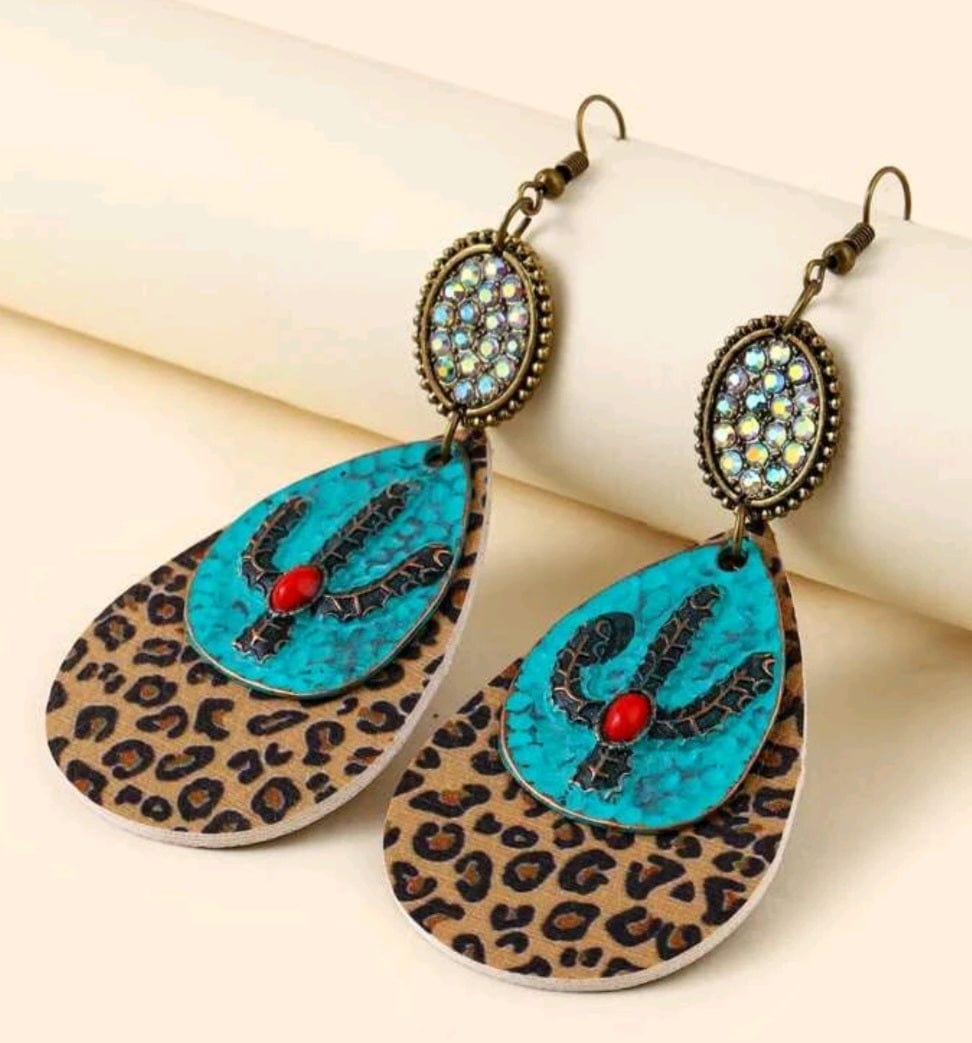 Cactus, Leopard And Turquoise Only Her Best Earrings - The Bling Barn