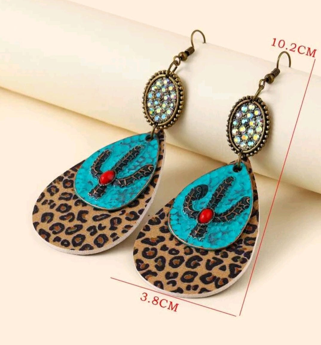 Cactus, Leopard And Turquoise Only Her Best Earrings - The Bling Barn