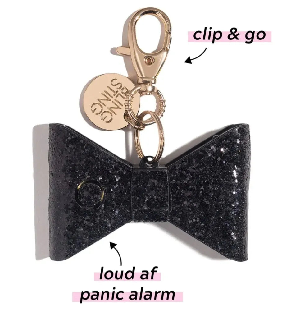 Safety Alarm | Black Glitter Bow