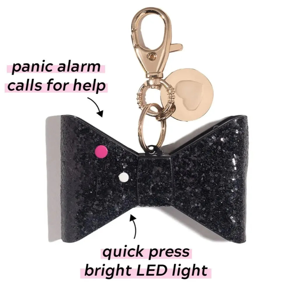 Safety Alarm | Black Glitter Bow