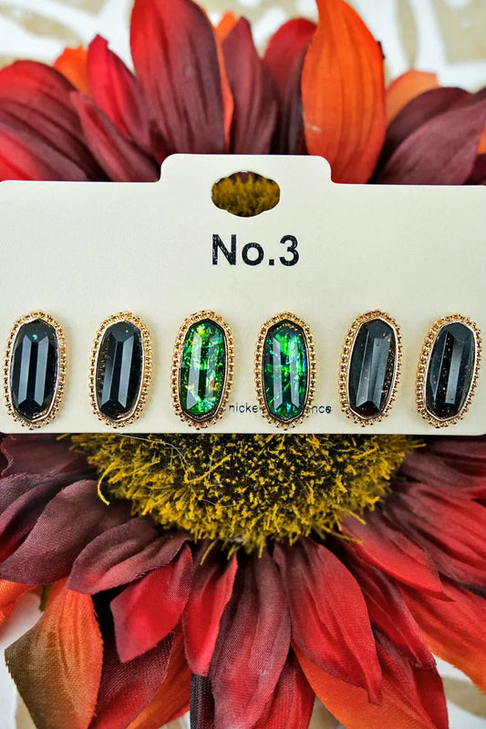 Anna Maria Black Stud Earrings 3 Pair Set