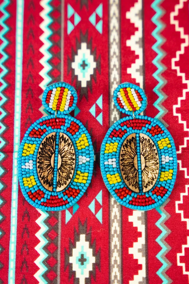 Sun River Terrace Blue Multi Seed Bead Earrings