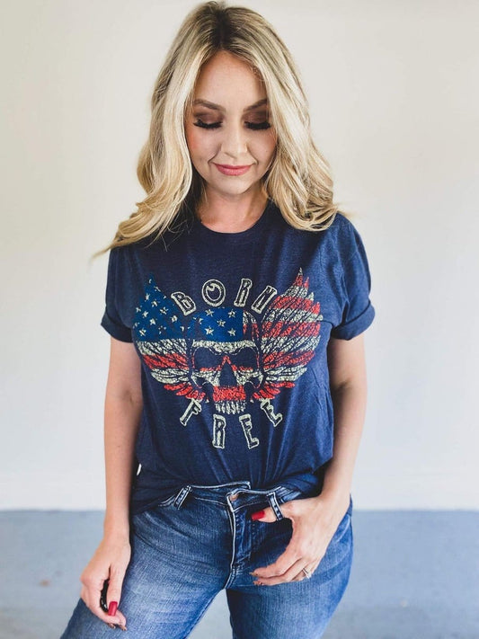 Born Free Patriotic Graphic Tee - The Bling Barn