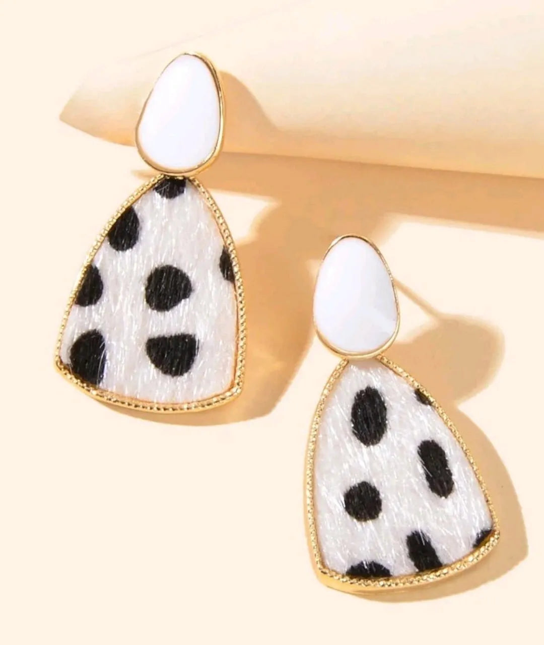 Cow Pattern Hairon Drop Earrings - The Bling Barn