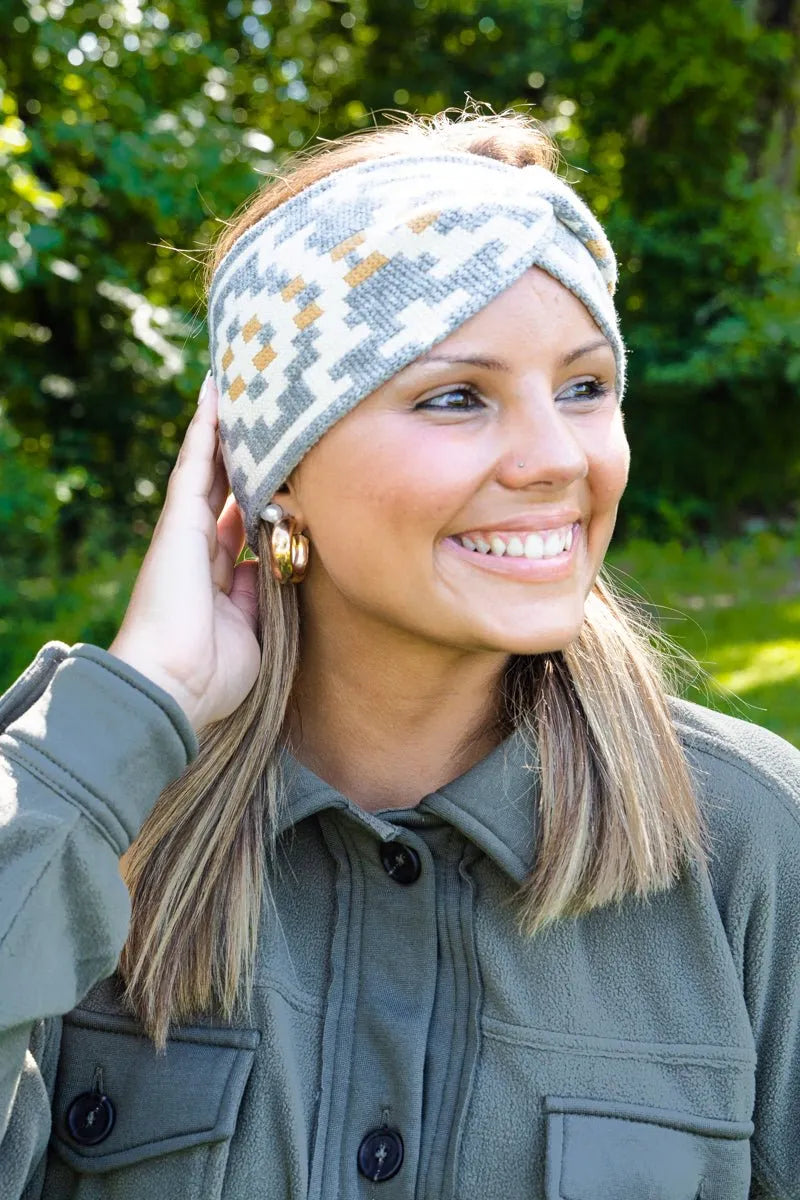 L.I.B. New York Moab Valley Knit Headwrap in Gray