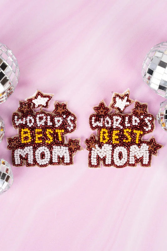 World's Best Mom Seed Bead Earrings