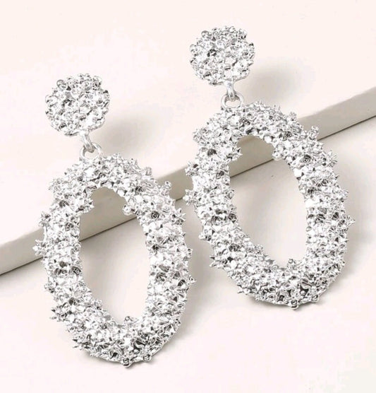 Fearless and Classy Glitz Earrings in Silver - The Bling Barn