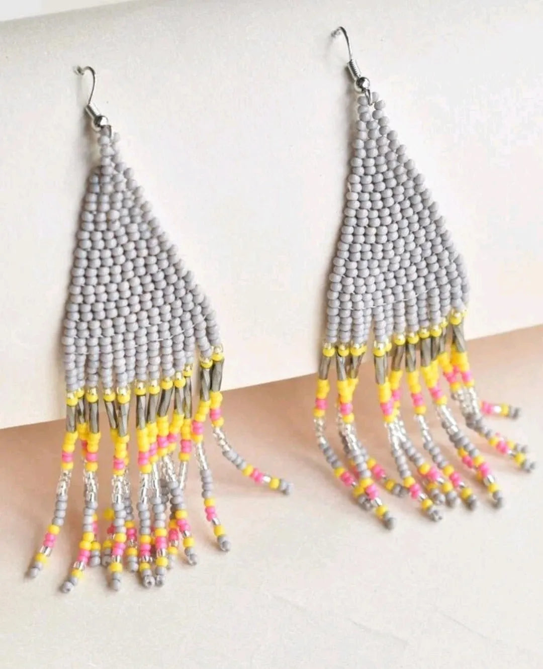 Fringe Grey Tassel Seed BeadcEarrings - The Bling Barn