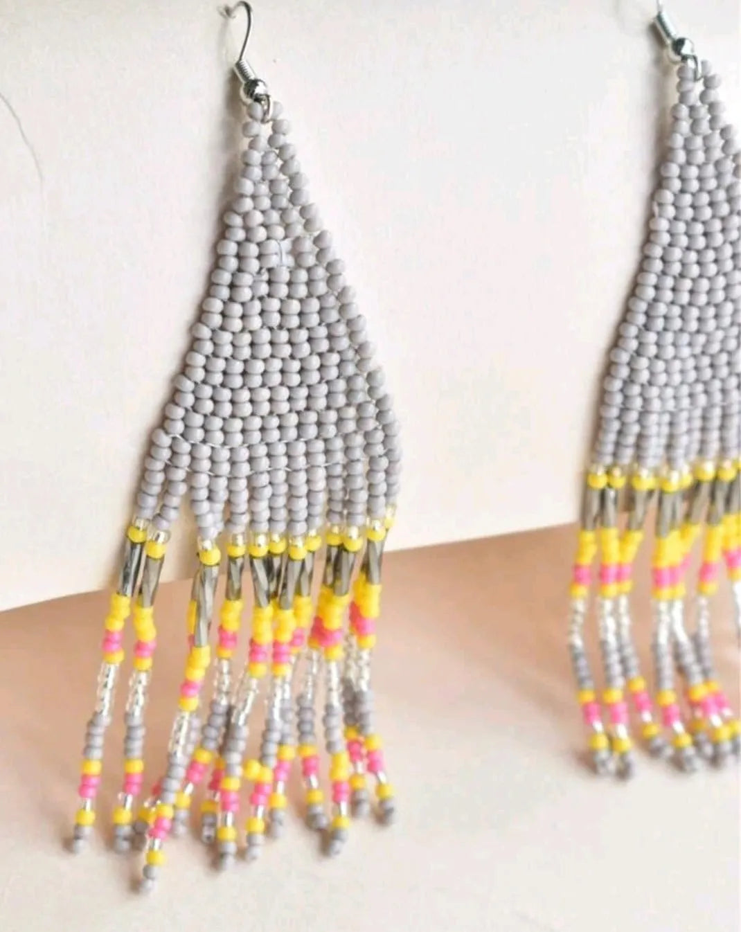 Fringe Grey Tassel Seed BeadcEarrings - The Bling Barn