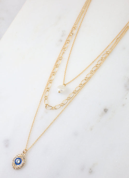 Stahcie Layered Necklace with Charm GOLD
