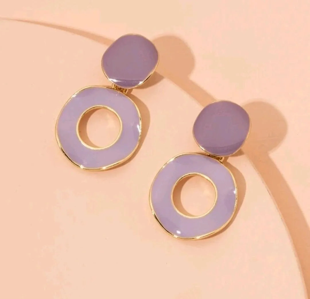 Modern Hoops Purple Circular Earrings - The Bling Barn