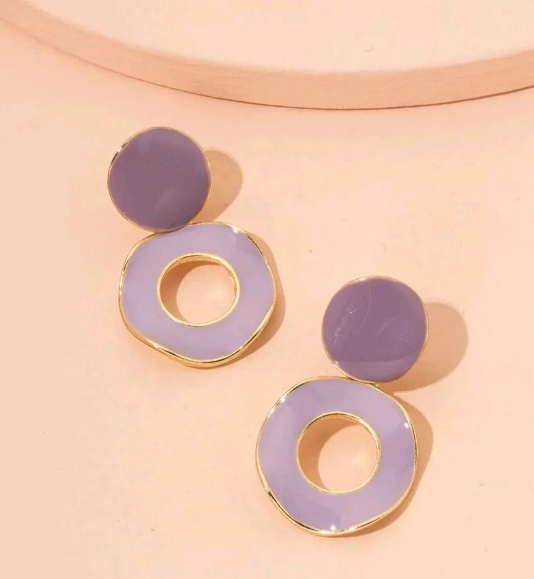 Modern Hoops Purple Circular Earrings - The Bling Barn