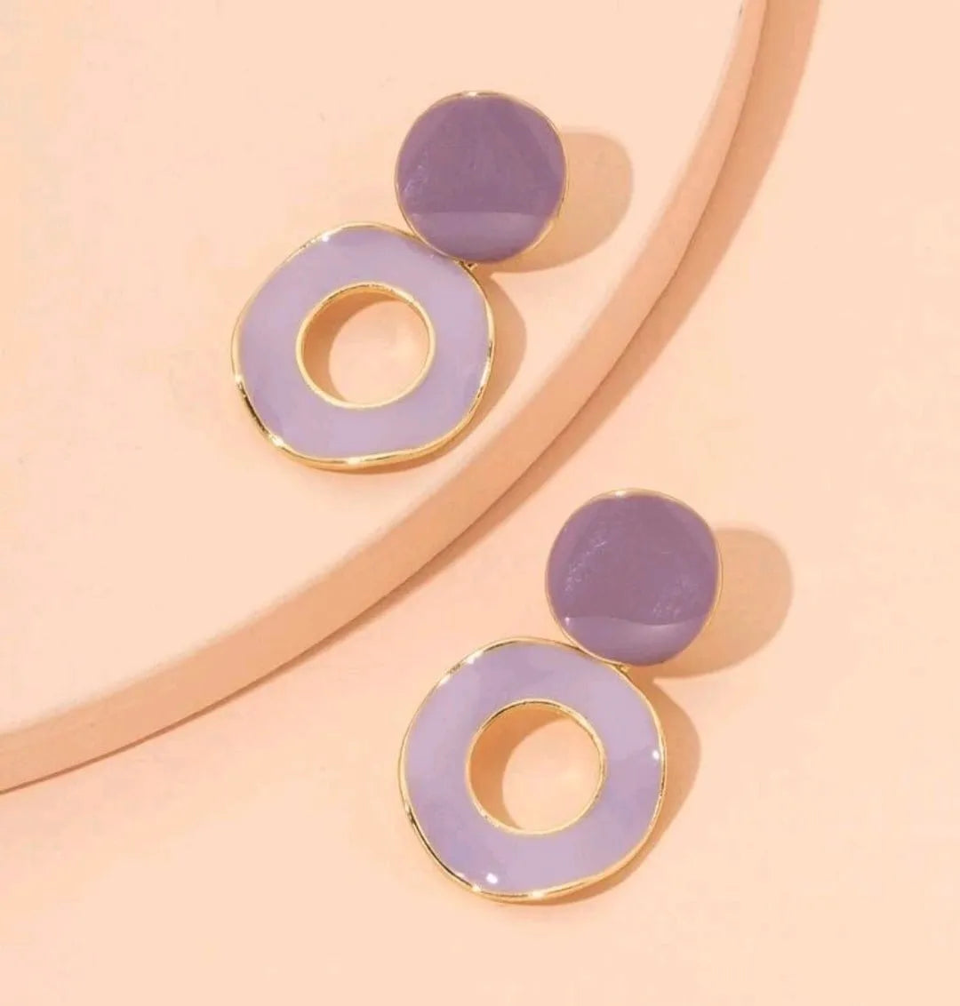 Modern Hoops Purple Circular Earrings - The Bling Barn