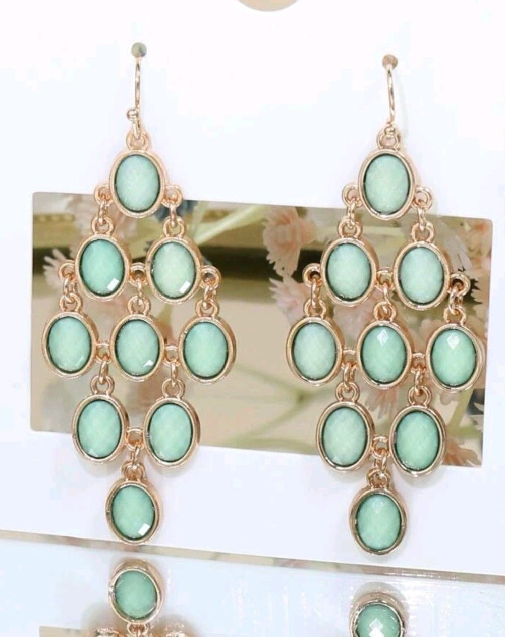 Mystic Mint Modern Chandelier Earrings - The Bling Barn