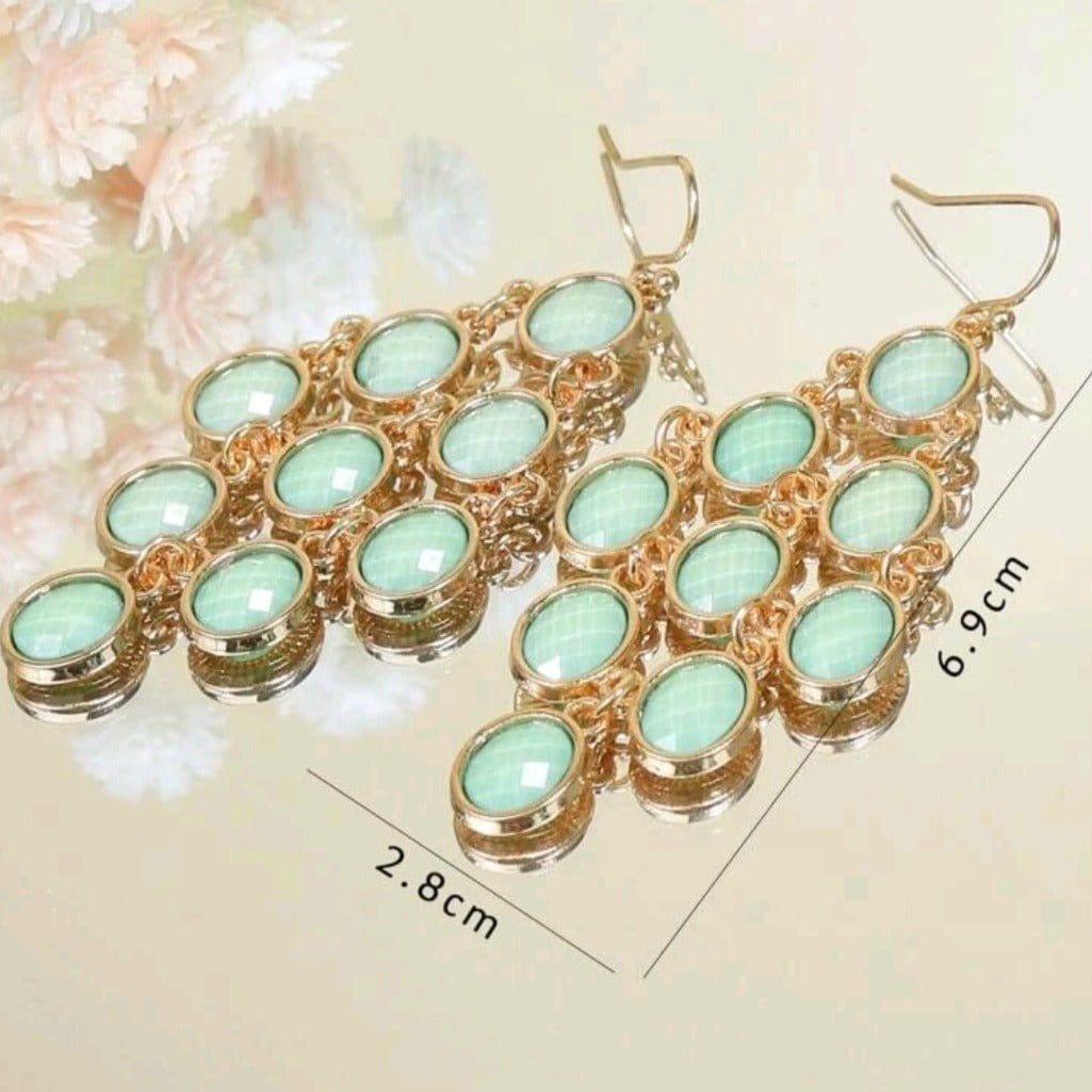 Mystic Mint Modern Chandelier Earrings - The Bling Barn