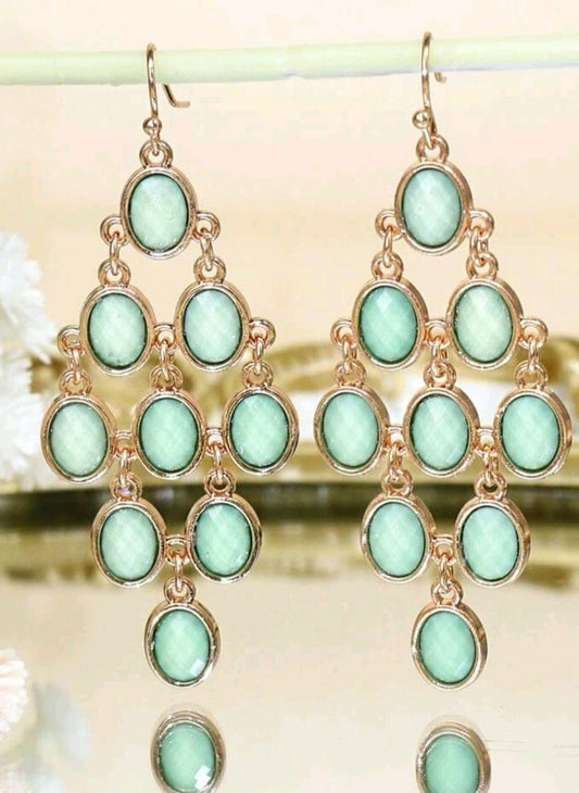 Mystic Mint Modern Chandelier Earrings - The Bling Barn