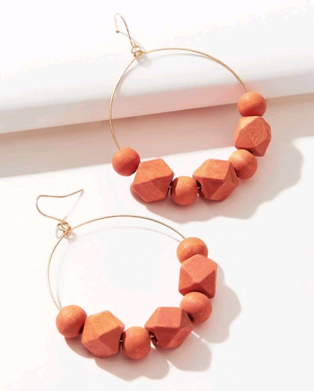 Orange Wood Hoop Earrings - The Bling Barn