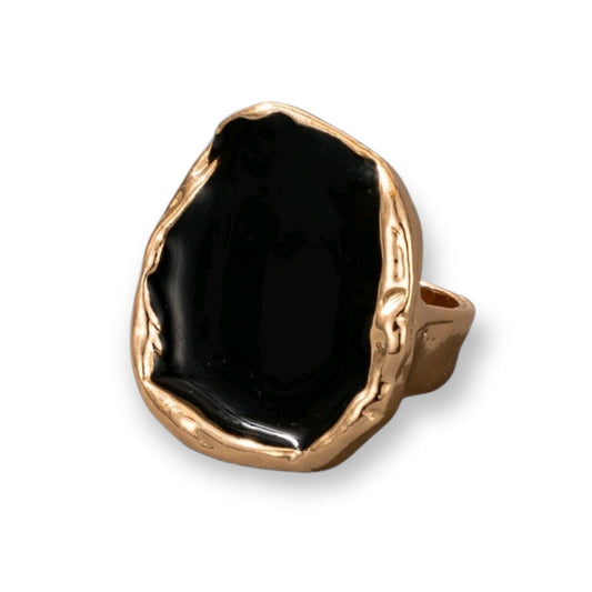 Oversized Black Shiny Cocktail Ring Size 9 - The Bling Barn