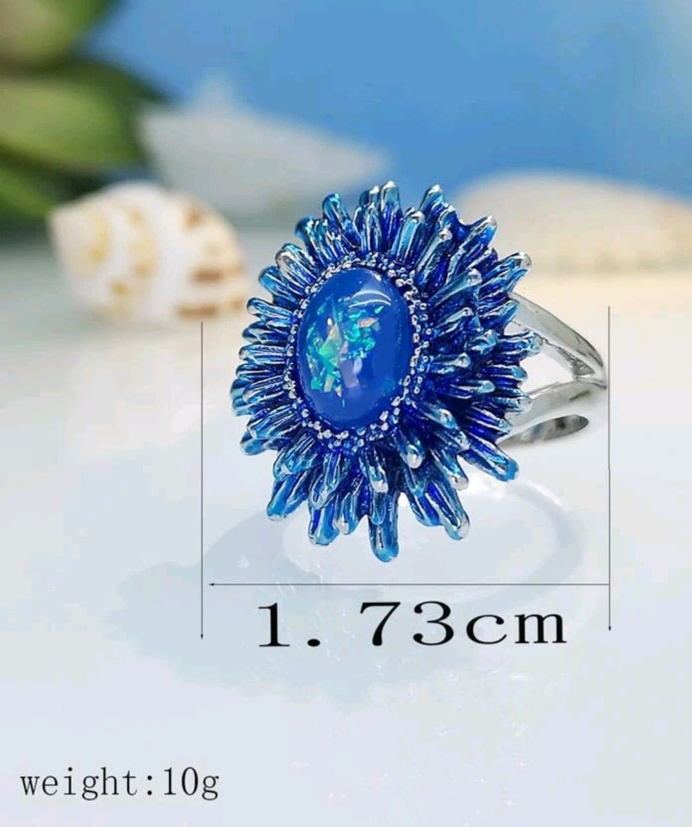 Perfect Blue Skies Flower Style Ring - The Bling Barn