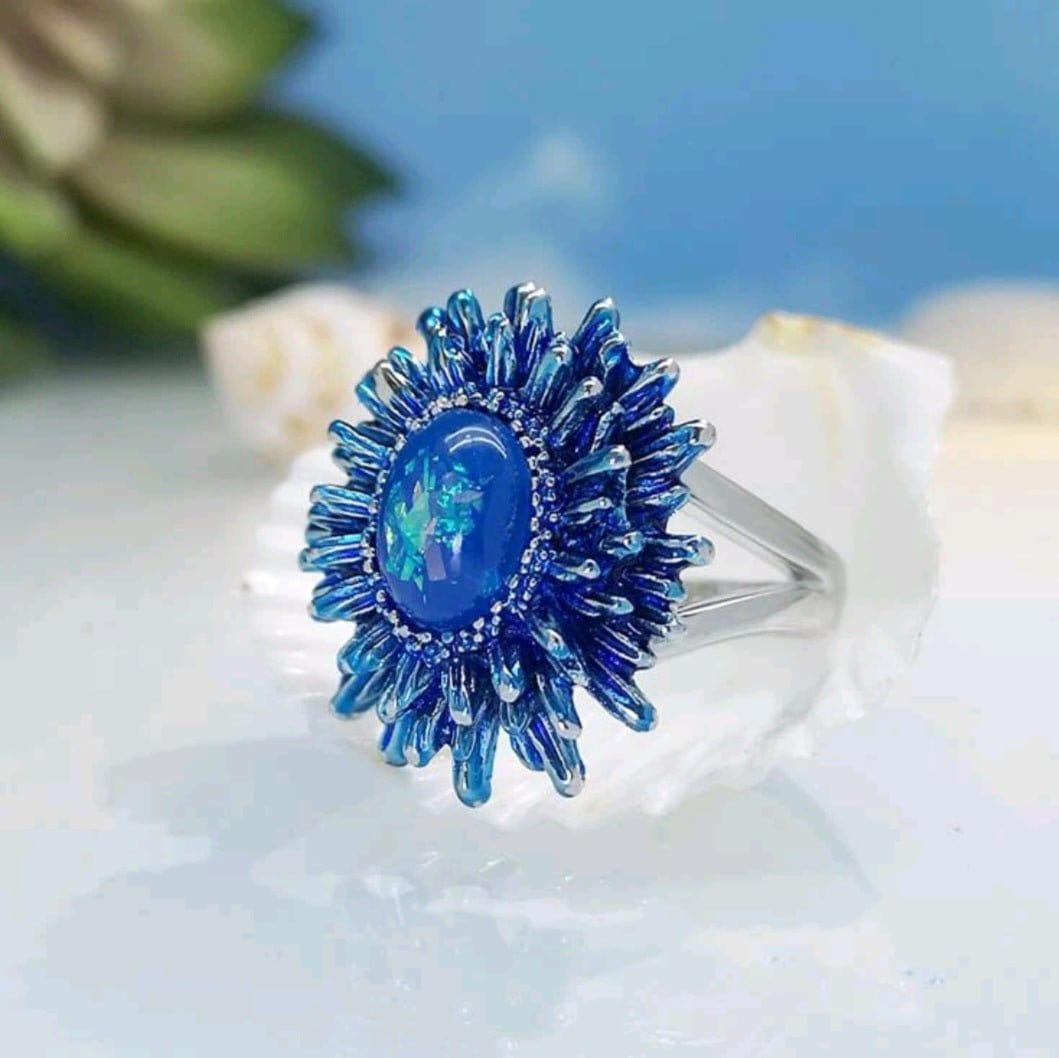 Perfect Blue Skies Flower Style Ring - The Bling Barn