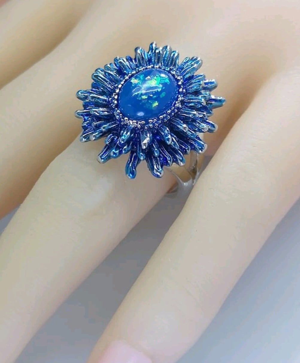 Perfect Blue Skies Flower Style Ring - The Bling Barn