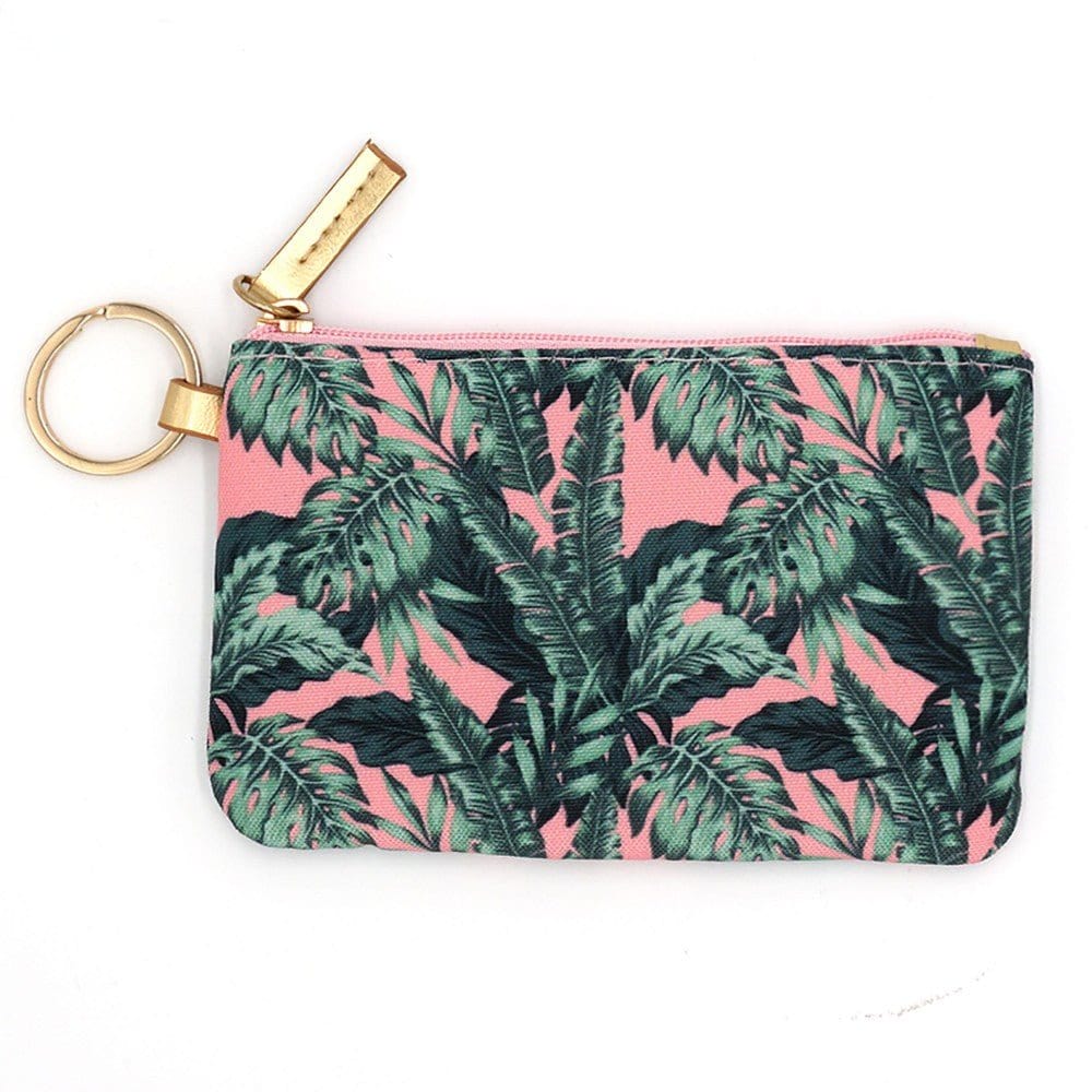 Pink Palms ID Holder Keychain With Lanyard - The Bling Barn