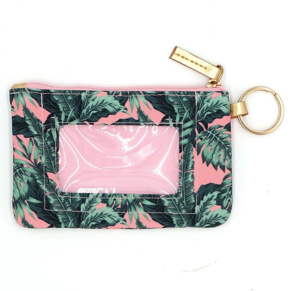 Pink Palms ID Holder Keychain With Lanyard - The Bling Barn