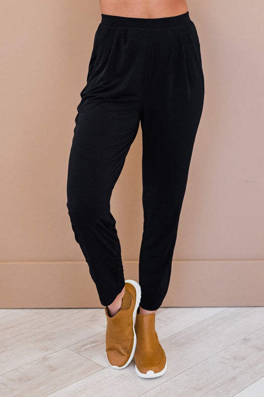 Professional and Pleaded Black Crop Pants - The Bling Barn